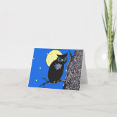 ムーンスターの枝に座るブラックフクロウ|過去記事 カード (正面)