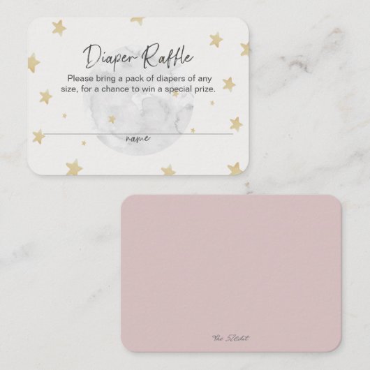 ムーンスターガールピンクおむつラッフルベビーシャワーカード 名刺 (正面/裏面)