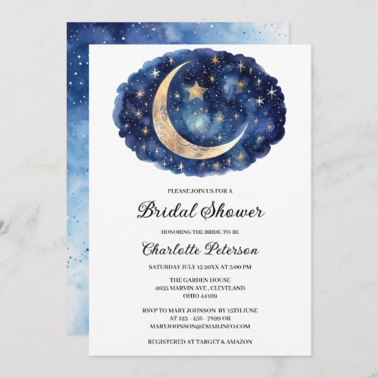 ムーンスターシテリアブライダルシャワー 招待状 (正面/裏面)