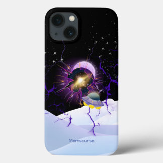 ムーンスタースヌーンランドスケープエイリアン宇宙船モダン iPhone 13ケース