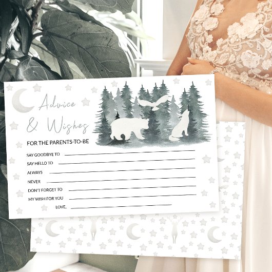 ムーンスターズウッドランド赤ちゃんシャワー親アドバイスカード 便箋