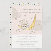 ムーンスターズエレファントバニーガールベビーシャワー招待状 サンキューカード (正面/裏面)