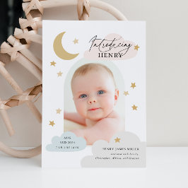 ムーンスターズクラウドアーチフォトカラフル誕生 案内状