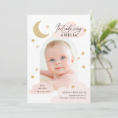 ムーンスターズクラウドアーチフォトピンク赤面誕生 案内状 (スタンド正面)