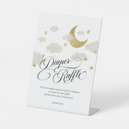 ムーンスターズクラウドベビーシャワーおむつラッフルサイン 台座サイン (正面)