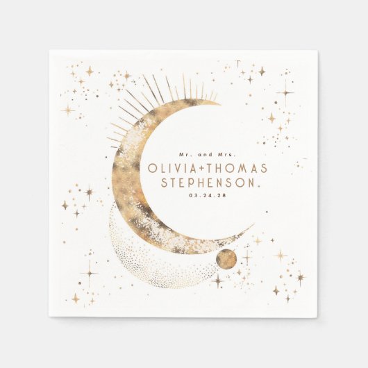 ムーンスターズナイトスカイ神秘的ロマンチックなナプキン スタンダードカクテルナプキン (正面)