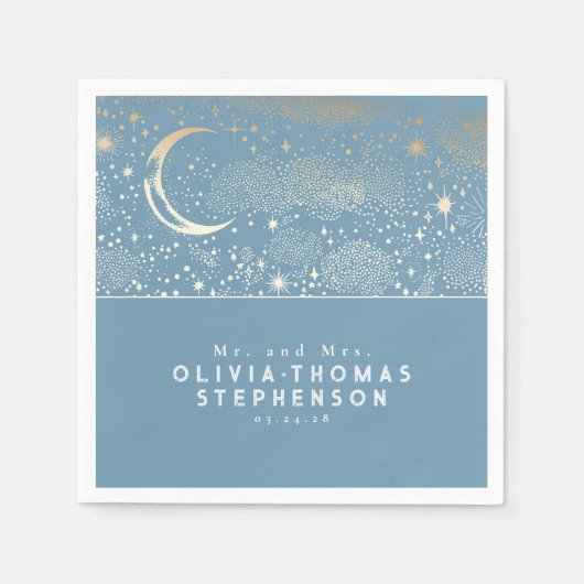 ムーンスターズナイトスカイ神秘的ロマンチック スタンダードカクテルナプキン (正面)