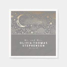 ムーンスターズナイトスカイ神秘的ロマンチック スタンダードカクテルナプキン