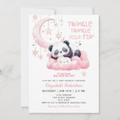 ムーンスターズピンクパンダベアーガールベビーシャワー 招待状 (正面)