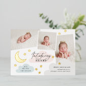 ムーンスターズ写真コラージュ数々の誕生のお知らせ 箔招待状 (立ち正面)