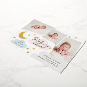 ムーンスターズ写真コラージュ数々の誕生のお知らせ 箔招待状 (回転した状態)