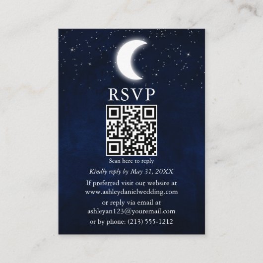 ムーンスターズ天結婚星のQR RSVP エンクロージャーカード (正面)