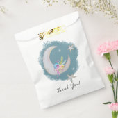 ムーンスターズ花ティール（緑がかった色）ブルーありがとう赤ちゃんシャワー フェイバーバッグ (封をした状態)