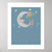 ムーンスターズ花ティール（緑がかった色）我々愛あなたベビー子供部屋 箔ポスター (正面)