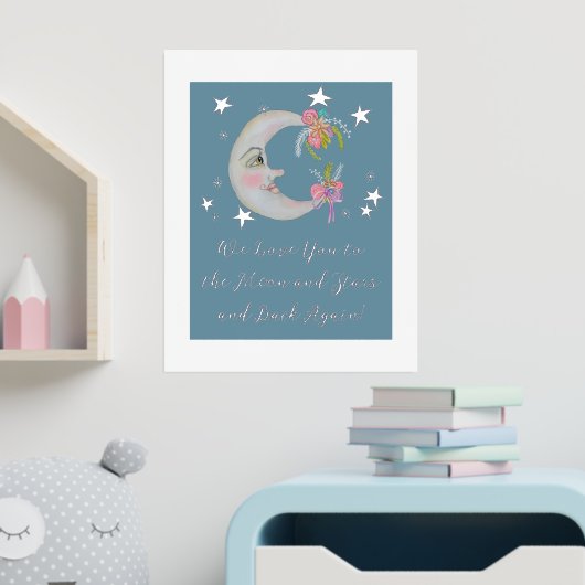 ムーンスターズ花ティール（緑がかった色）我々愛あなたベビー子供部屋 箔ポスター (インサイチュ (子供部屋))