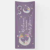 ムーンスターズ花ラベンダーベビーシャワーウェルカム 横断幕 (縦)