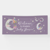 ムーンスターズ花ラベンダーベビーシャワーウェルカム 横断幕 (横)