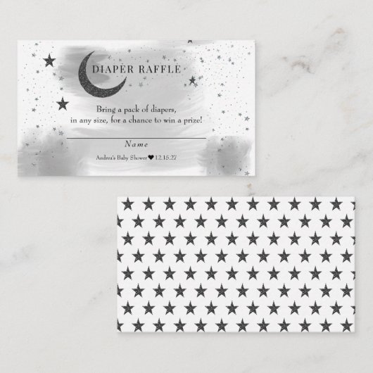 ムーンスターズ赤ちゃんシャワーおむつラッフル エンクロージャーカード (正面/裏面)