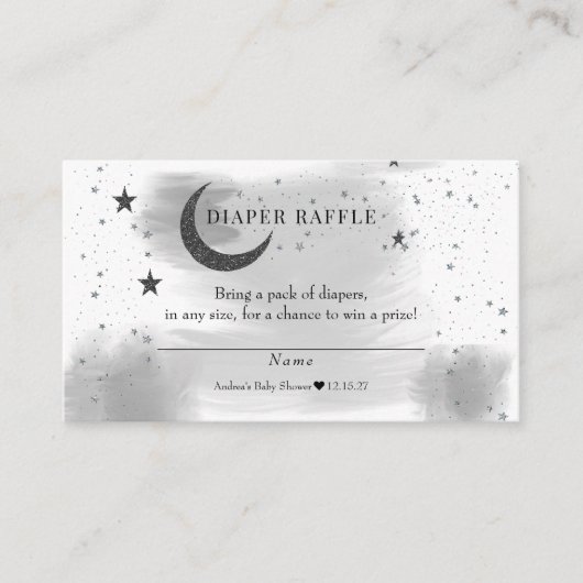 ムーンスターズ赤ちゃんシャワーおむつラッフル エンクロージャーカード (正面)