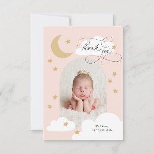 ムーンスターズ雲アーチ写真ピンクありがとう サンキューカード