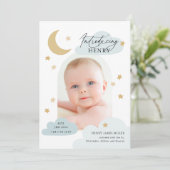 ムーンスターズ雲アーチ写真ベビーブルー誕生 案内状 (スタンド正面)