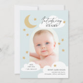 ムーンスターズ雲アーチ写真ベビーブルー誕生 案内状 (正面)