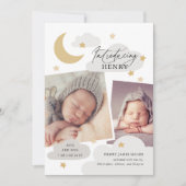 ムーンスターズ雲コラージフォトグレークラウド誕生 案内状 (正面)