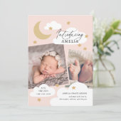 ムーンスターズ雲コラージフォトピンク誕生 案内状 (スタンド正面)