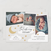 ムーンスターズ雲3フォトコラージグレー誕生Anou 案内状 (正面/裏面)