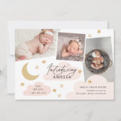 ムーンスターズ雲3フォトコラージピンク誕生 案内状 (正面)