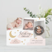 ムーンスターズ雲3フォトコラージピンク誕生 案内状 (スタンド正面)