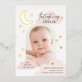 ムーンスターズArchフォトピンク誕生のお知らせ 箔招待状 (正面)