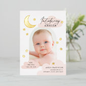 ムーンスターズArchフォトピンク誕生のお知らせ 箔招待状 (立ち正面)