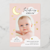 ムーンスターズArchフォトピンク誕生のお知らせ 箔招待状 (正面)