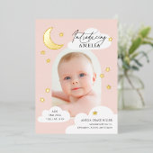 ムーンスターズArchフォトピンク誕生のお知らせ 箔招待状 (立ち正面)