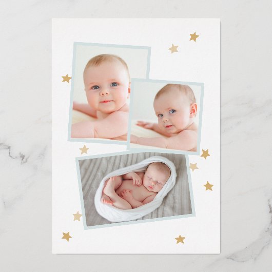 ムーンスターズArchフォトブルー誕生発表 箔招待状 (裏面)