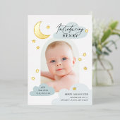 ムーンスターズArchフォトブルー誕生発表 箔招待状 (立ち正面)