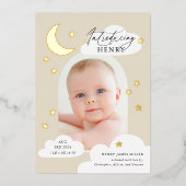 ムーンスターズArch写真ベージュ誕生発表 箔招待状 (正面)
