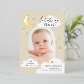 ムーンスターズArch写真ベージュ誕生発表 箔招待状 (立ち正面)