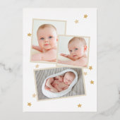 ムーンスターズArch写真ベージュ誕生発表 箔招待状 (裏面)