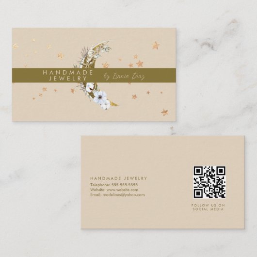 ムーンスターハンドメイドジュエリーアーティストフェイク金ゴールド 名刺 (正面/裏面)