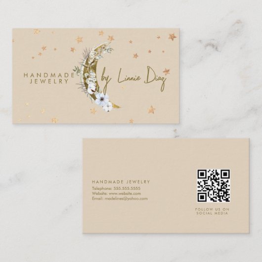 ムーンスターハンドメイドジュエリーアーティストフェイク金ゴールドB 名刺 (正面/裏面)