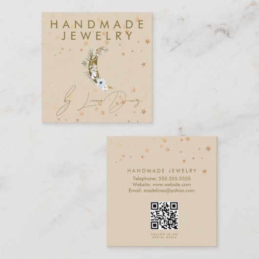 ムーンスターハンドメイドジュエリーアーティストフェイク金ゴールドC スクエア名刺 (正面/裏面)