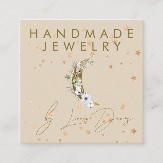 ムーンスターハンドメイドジュエリーアーティストフェイク金ゴールドC スクエア名刺 (正面)