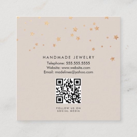 ムーンスターハンドメイドジュエリーアーティストフェイク金ゴールドE スクエア名刺 (裏面)