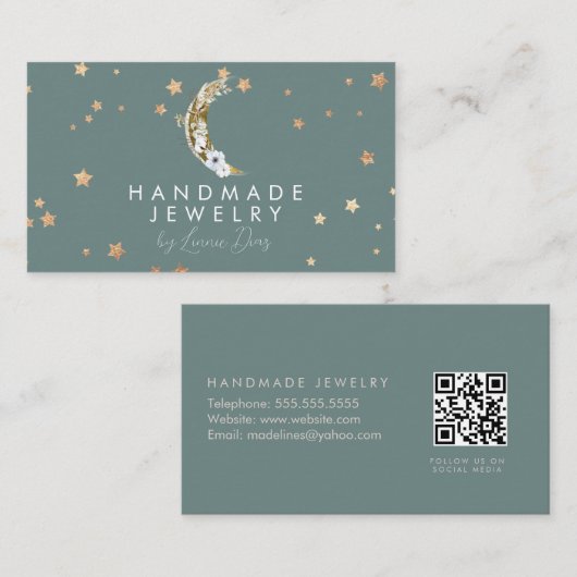 ムーンスターハンドメイドジュエリーアーティストフェイク金ゴールドE 名刺 (正面/裏面)