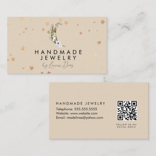 ムーンスターハンドメイドジュエリーアーティストフェイク金ゴールドF 名刺 (正面/裏面)