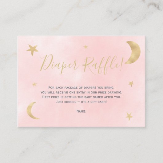 ムーンスターピンクタイポグラフィおむつラッフル エンクロージャーカード (正面)