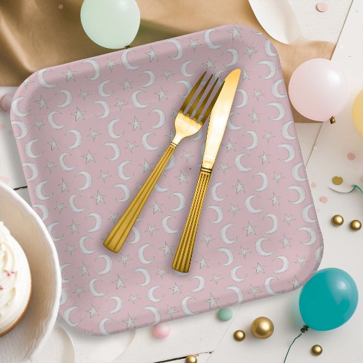 ムーンスターラベンダーお洒落ストーリーブックベビーシャワー ペーパープレート