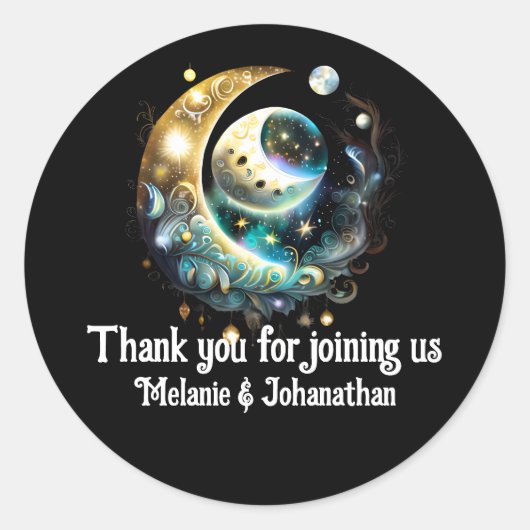 ムーンスター 星空 ウィッカン 満月 新月 おしゃれ ラウンドシール (正面)